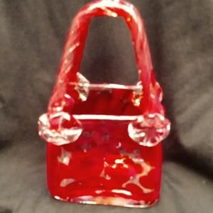 Vintage Red Murano Art Glass Purse/Vase
